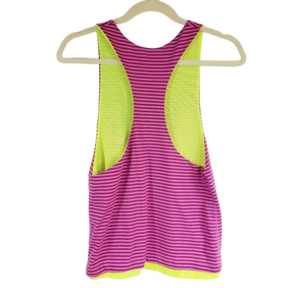 Nike Reversible Racerback Tank Athletic Top XS Pink Yellow Swoosh Graphoc - Picture 3 of 6